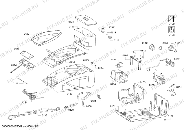 Схема №2 TDS38311TH с изображением Труба для электропарогенератора Bosch 00790724