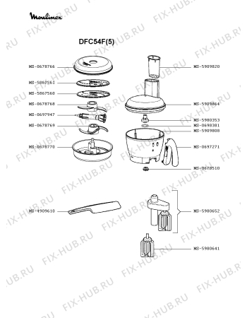 Схема №2 DFC54K(1) с изображением Элемент корпуса для кухонного комбайна Moulinex MS-5909834