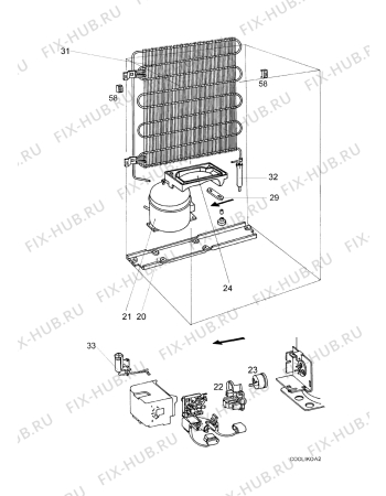 Взрыв-схема холодильника Zanussi ZC255AO - Схема узла Cooling system 017