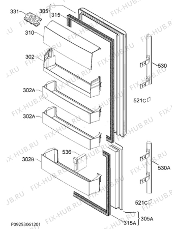 Взрыв-схема холодильника Electrolux EN3853OOX - Схема узла Door 003