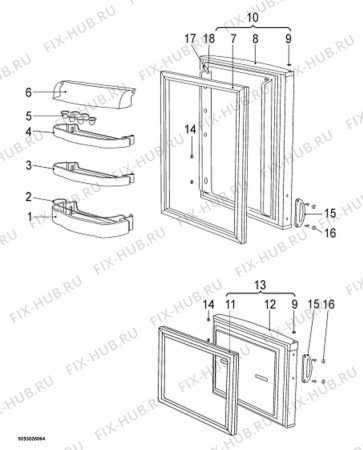 Взрыв-схема холодильника Elektro Helios KF2660 - Схема узла Door 003