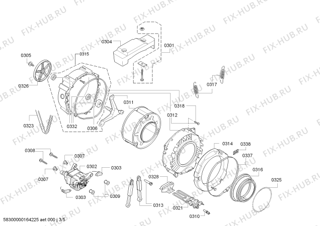 Взрыв-схема стиральной машины Bosch WLG24260OE, Bosch Maxx 5 - Схема узла 03