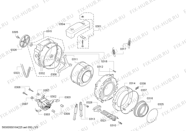 Взрыв-схема стиральной машины Bosch WLG2426WOE Maxx 5 - Схема узла 03