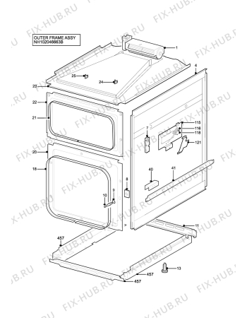 Взрыв-схема плиты (духовки) Tricity Bendix SE340GR - Схема узла H10 Outer Frame