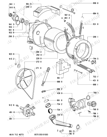Схема №2 AWM 288/3 WS-B,NL с изображением Запчасть для стиралки Whirlpool 481241318217