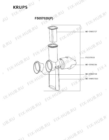 Взрыв-схема блендера (миксера) Krups F5057020(P) - Схема узла QP000596.6P3