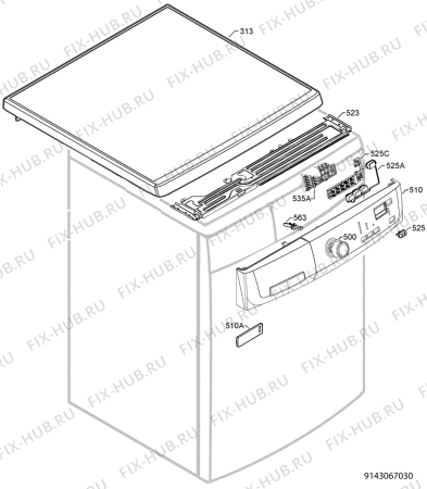 Взрыв-схема стиральной машины Electrolux EWP167300W - Схема узла Command panel 037