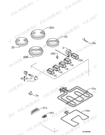 Взрыв-схема плиты (духовки) Zanussi Z765W - Схема узла Electrical equipment 268