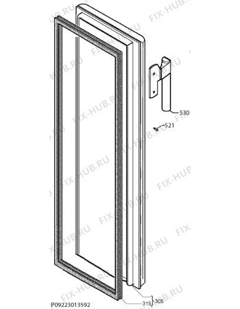 Взрыв-схема холодильника Aeg Electrolux A42200GSW0 - Схема узла Door 003