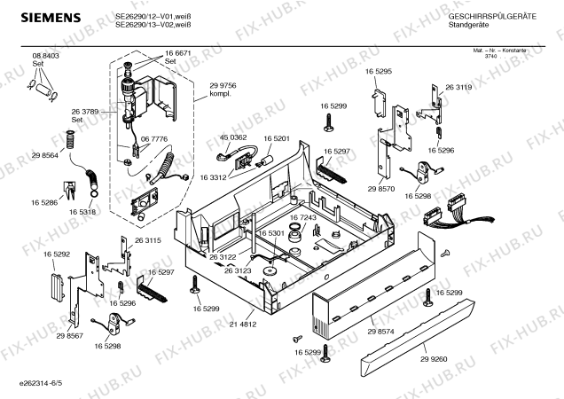 Схема №3 SE26290 с изображением Инструкция по эксплуатации для посудомойки Siemens 00523827