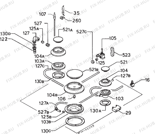 Взрыв-схема комплектующей Zanussi ZH031ST - Схема узла Functional parts 267