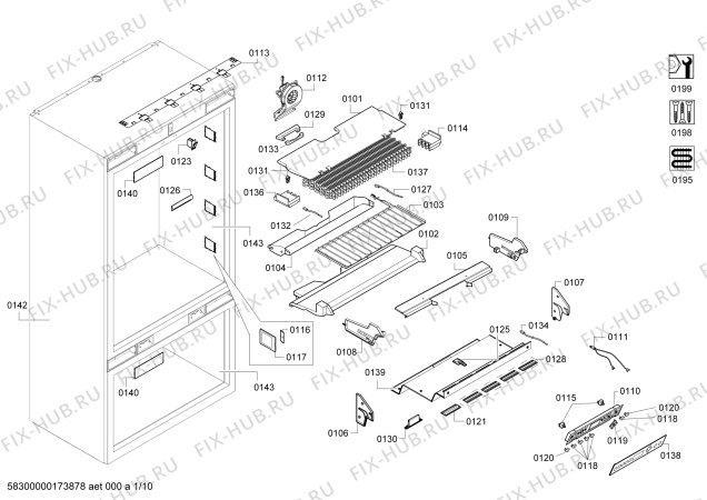 Схема №3 T30BB810SS с изображением Крышка для холодильной камеры Bosch 00629179