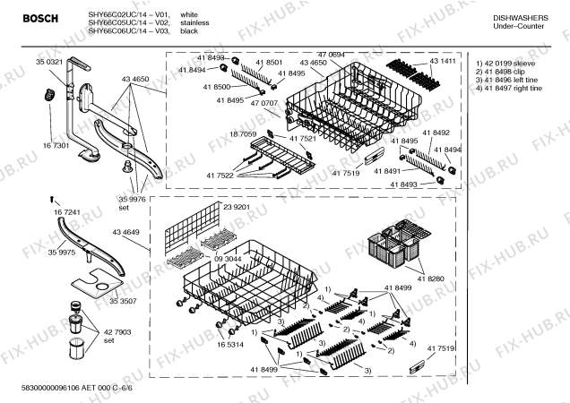 Взрыв-схема посудомоечной машины Bosch SHY66C05UC Bosch - Схема узла 06