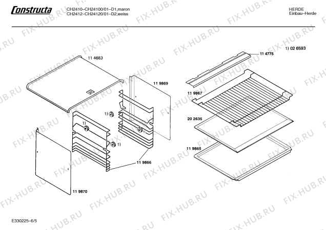 Взрыв-схема плиты (духовки) Constructa CH24120 CH2412 - Схема узла 05