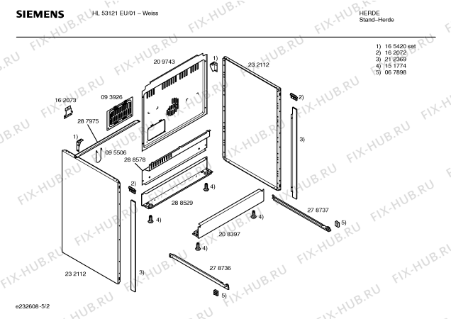 Взрыв-схема плиты (духовки) Siemens HL53121EU - Схема узла 02