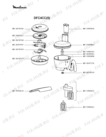 Взрыв-схема кухонного комбайна Moulinex DFC4CC(5) - Схема узла FP003266.7P3