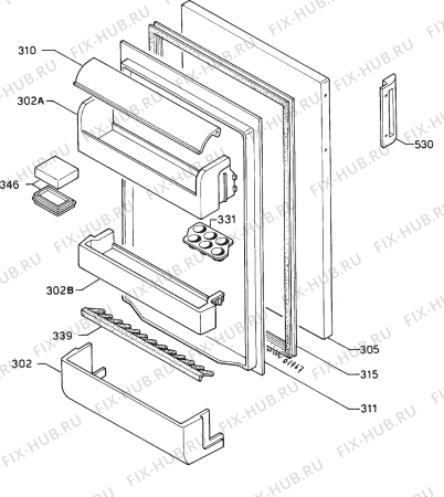 Взрыв-схема холодильника Zanussi ZFC163S - Схема узла Door 003