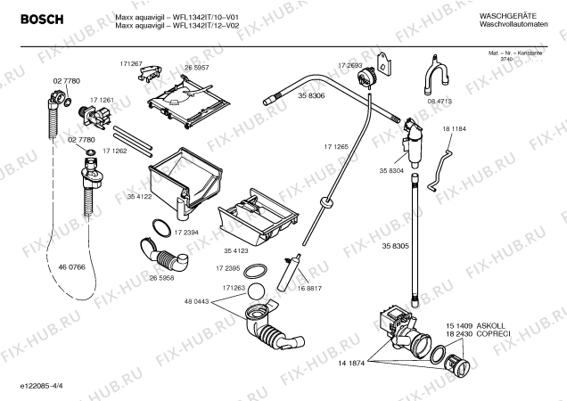 Схема №2 WFL1342IT WFL1342 Aquavigil с изображением Таблица программ для стиралки Bosch 00580761