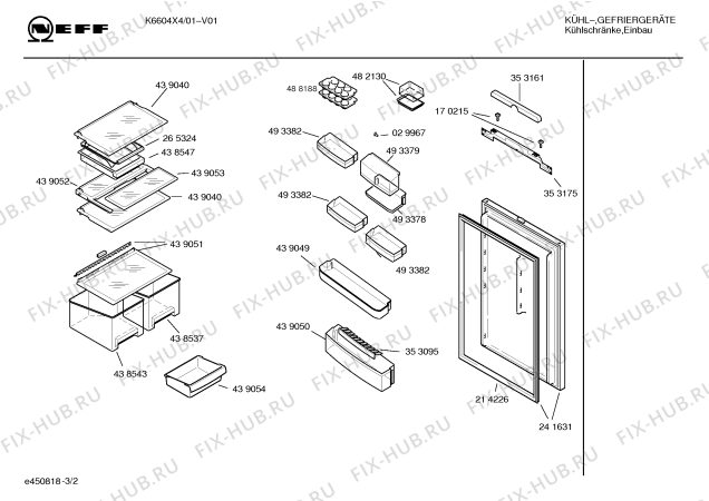 Схема №1 K6604X4 с изображением Дверь для холодильной камеры Bosch 00241631