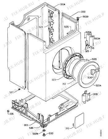 Взрыв-схема стиральной машины Zanussi FJ1094 - Схема узла Cabinet + armatures