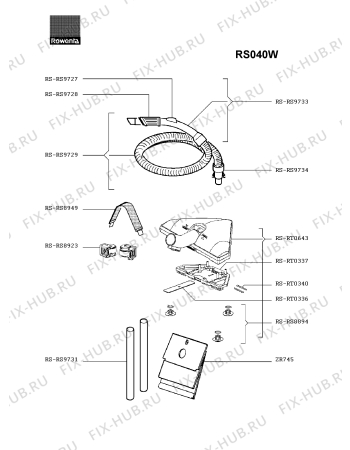 Схема №1 RS040WJ с изображением Щетка (насадка) для пылесоса Rowenta RS-RT0643
