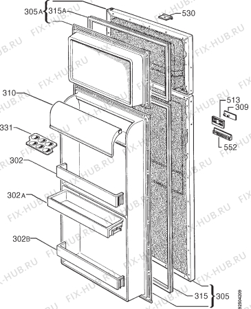 Взрыв-схема холодильника Rex FI230SBR - Схема узла Door 003