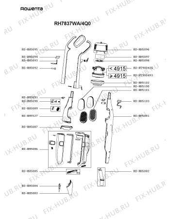 Схема №2 RH7637IA/4Q0 с изображением Запчасть для электропылесоса Rowenta RS-RH5082