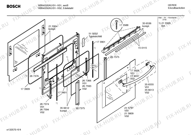 Схема №4 HBN4320AU с изображением Инструкция по эксплуатации для духового шкафа Bosch 00526709