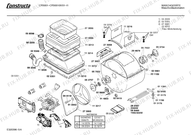 Схема №4 CR50010II CR5001 с изображением Панель для стиралки Bosch 00273677