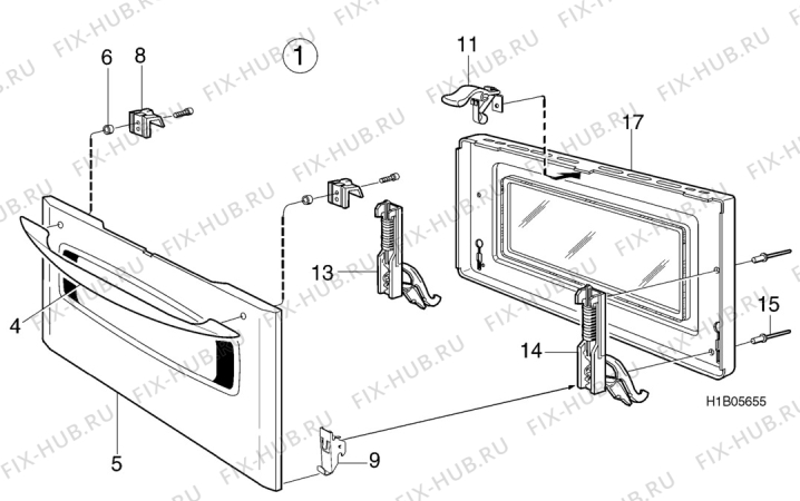Взрыв-схема комплектующей Husqvarna Electrolux QSG759 - Схема узла H10 Oven Door bi (small)