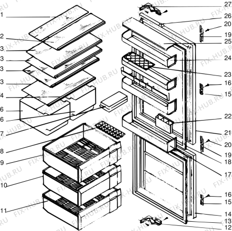 Взрыв-схема холодильника Indesit RC2946 (F008728) - Схема узла