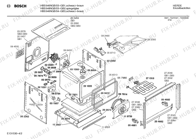 Схема №3 HBE648NGB с изображением Планка для плиты (духовки) Bosch 00273365