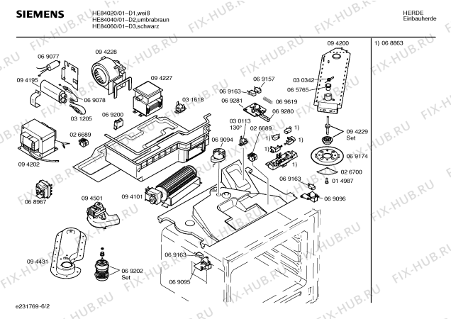 Взрыв-схема плиты (духовки) Siemens HE84060 - Схема узла 02