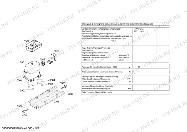 Взрыв-схема холодильника Bosch KGV36X14 - Схема узла 03