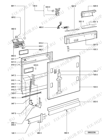 Взрыв-схема посудомоечной машины Whirlpool DWF416W (F092225) - Схема узла