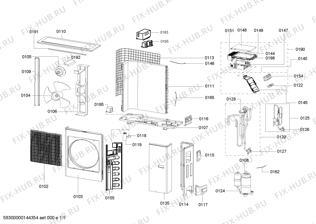 Схема №1 B1ZMA24903 с изображением Крышка для кондиционера Bosch 00711477