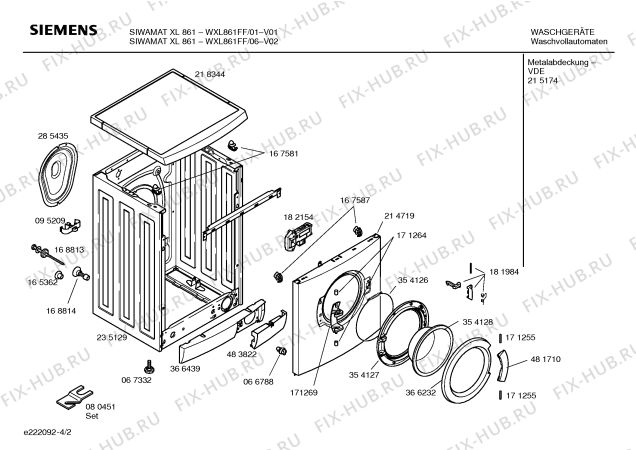 Взрыв-схема стиральной машины Siemens WXL861FF SIWAMAT XL 861 - Схема узла 02