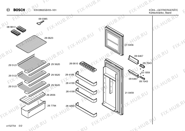 Схема №3 KSV2802IE с изображением Кронштейн для холодильной камеры Bosch 00284199