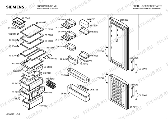Взрыв-схема холодильника Siemens KG37S320IE - Схема узла 02