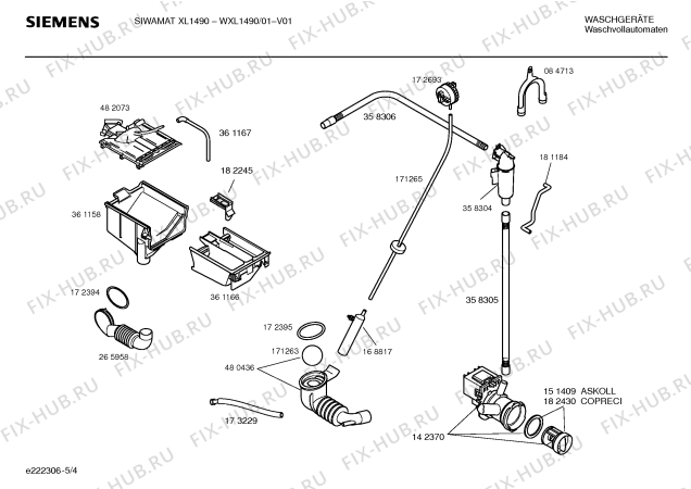 Взрыв-схема стиральной машины Siemens WXL1490 SIWAMAT XL 1490 - Схема узла 04