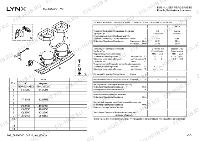 Взрыв-схема холодильника Lynx 4KE4920A - Схема узла 03