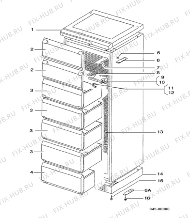 Взрыв-схема холодильника Electrolux GSE3001S - Схема узла Housing 001