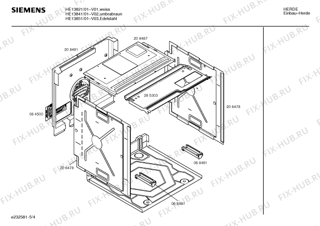 Взрыв-схема плиты (духовки) Siemens HE13821 - Схема узла 04