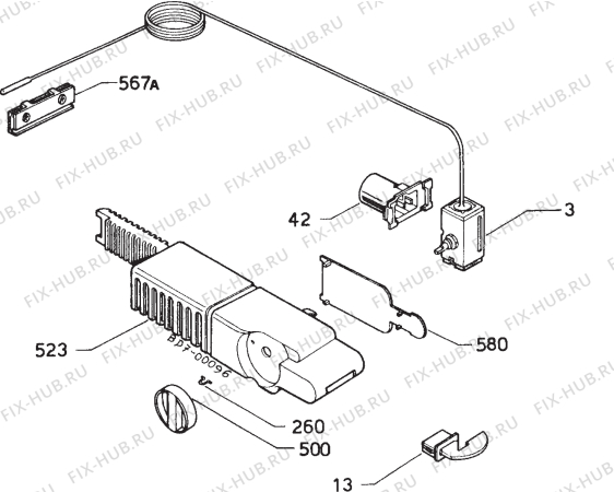 Взрыв-схема холодильника Zoppas P23/2TA - Схема узла Refrigerator electrical equipment