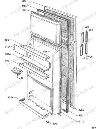 Взрыв-схема холодильника Faure 08834W - Схема узла Door 003