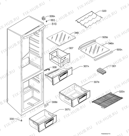 Взрыв-схема холодильника Zanussi ZRB634FWC - Схема узла Housing 001