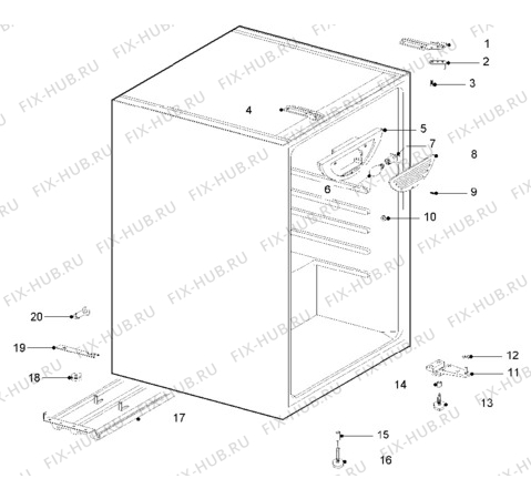 Взрыв-схема холодильника Zanussi ZFT50LR - Схема узла Cabinet + armatures