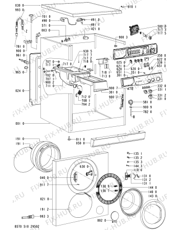 Схема №2 AWM 5101 с изображением Обшивка для стиральной машины Whirlpool 481245215535