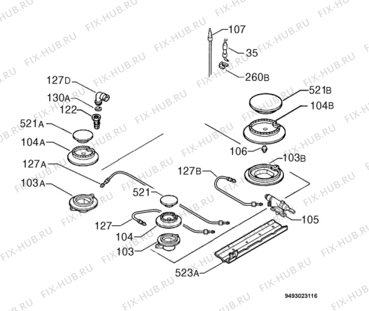 Взрыв-схема плиты (духовки) Electrolux EHM6760X - Схема узла Functional parts 267