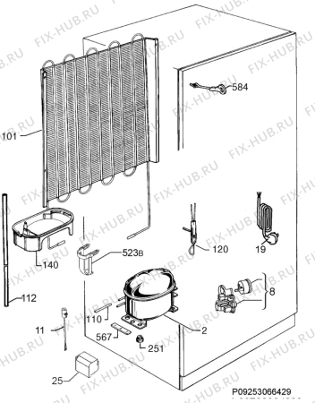 Взрыв-схема холодильника Electrolux ENN93111AW - Схема узла Cooling system 017